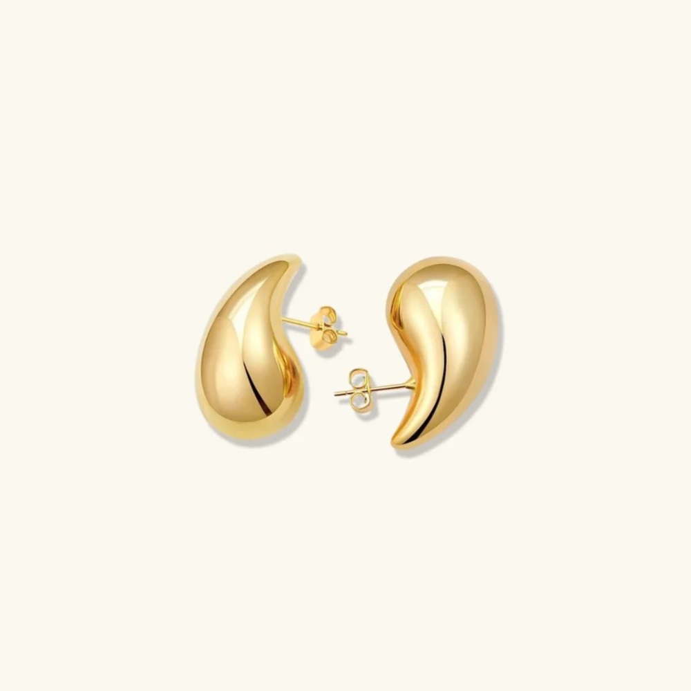 JLUXLABEL Gold Curved Teardrop Earrings